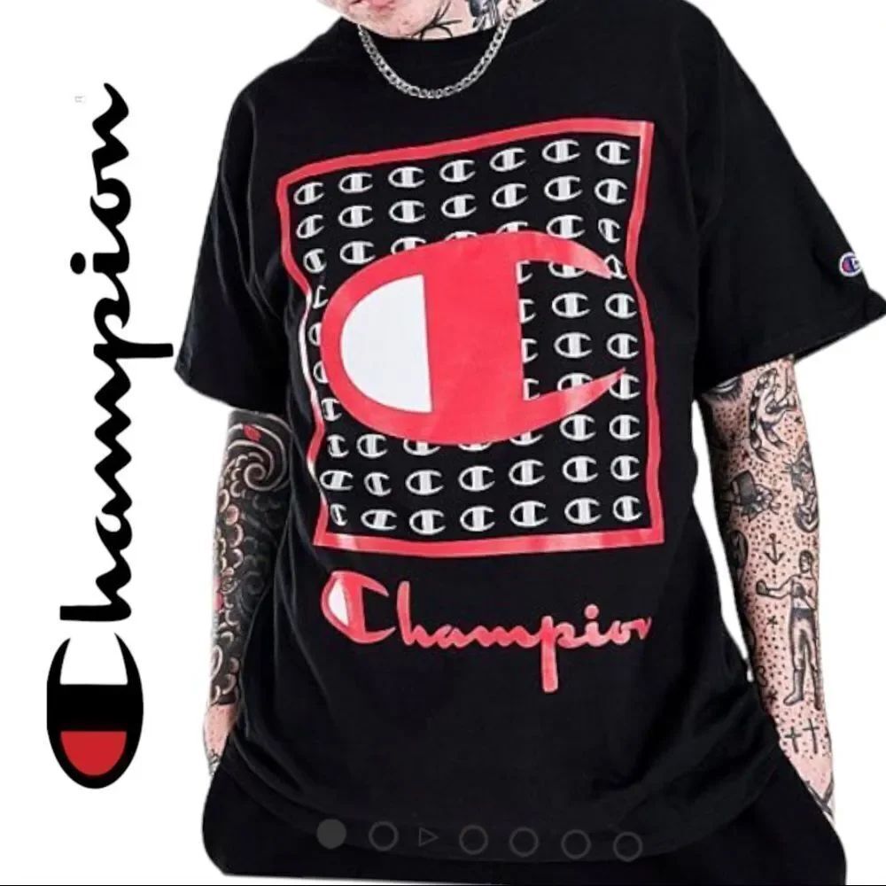 NEW Champion Men's Black Tab Graphic T-Shirt Shirt Tee L XL